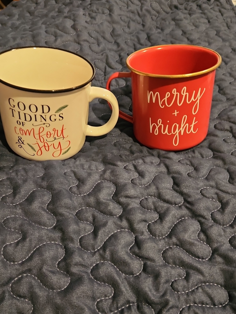 Merry + Bright Red Campfire Mug & Cream Holiday Mug Set